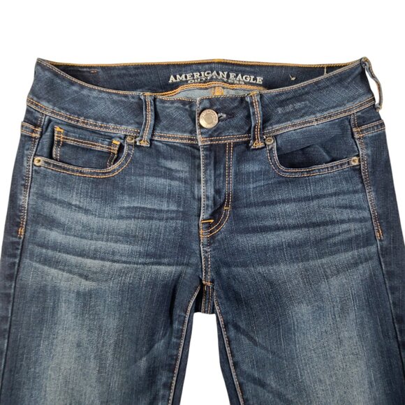 American Eagle Jeans Womens 4 30x29 Kick Boot Stretch Dark Wash Flare - Picture 5 of 13